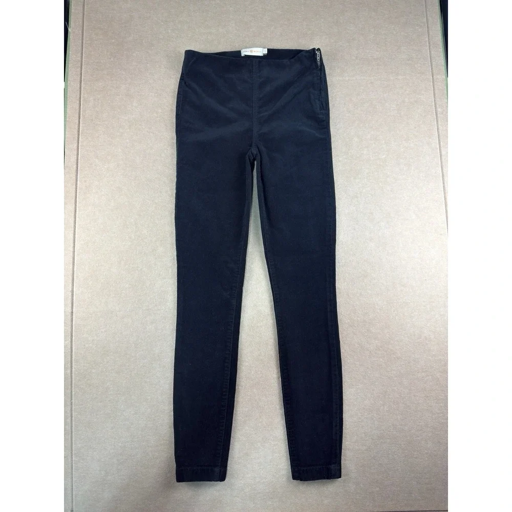 Tory Burch Pants Women's Size 24 Black Skinny Corduroy Side Zip Stretch Mid Rise